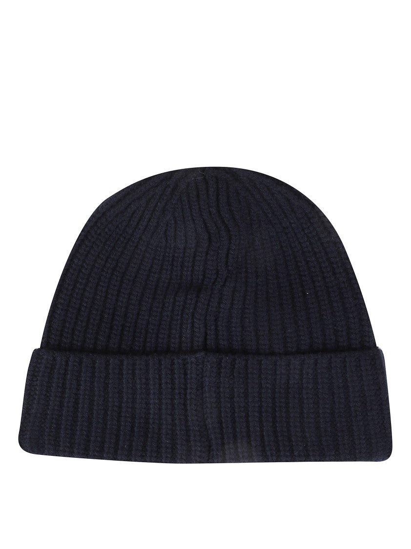 Stone Island Ribbed Knit Beanie Hat With Folded Cuff