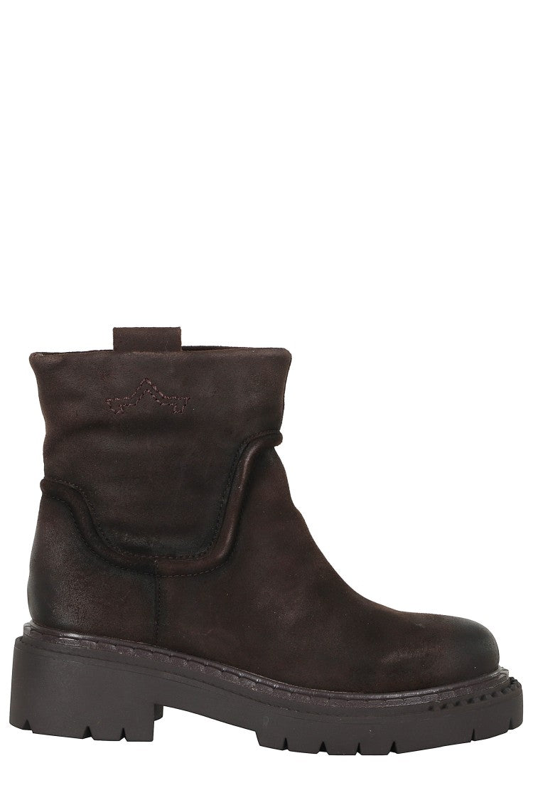 Ash Dark Brown Oily Suede Ankle Boots