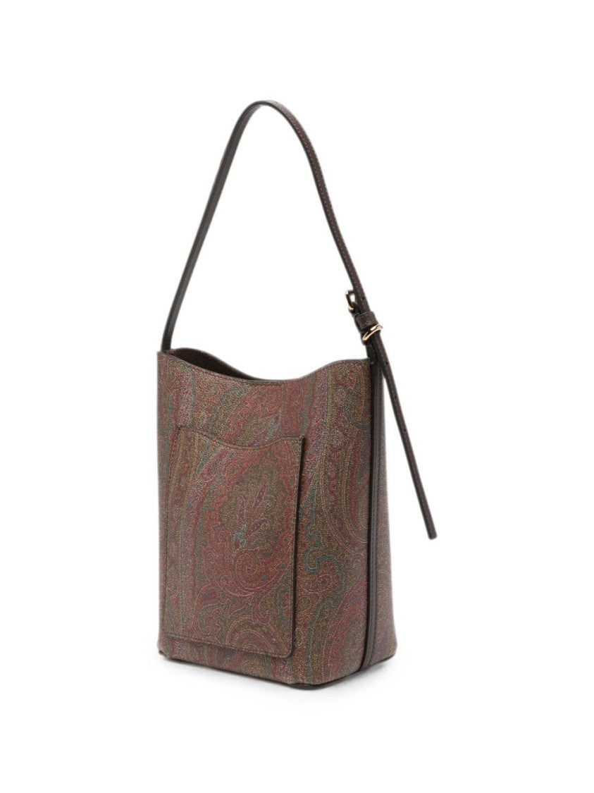 Etro Arnica Paisley Print Leather Bucket Bag