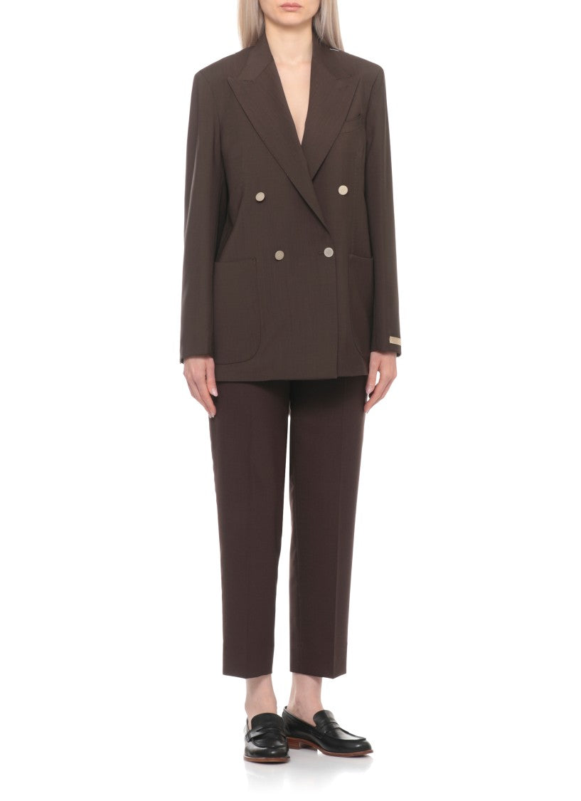 Briglia 1949 Brown Blanchette Double-Breasted Wool Blazer