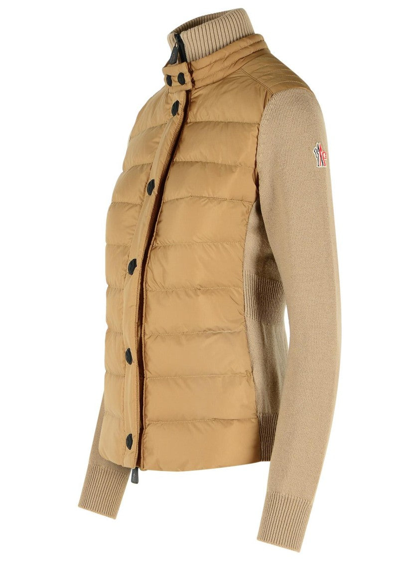 Moncler Grenoble 'Tricot' Cardigan In Beige Virgin Wool Blend