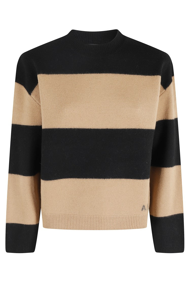 A.P.C. Coarse Stripe Knit Sweater With Crew Neck