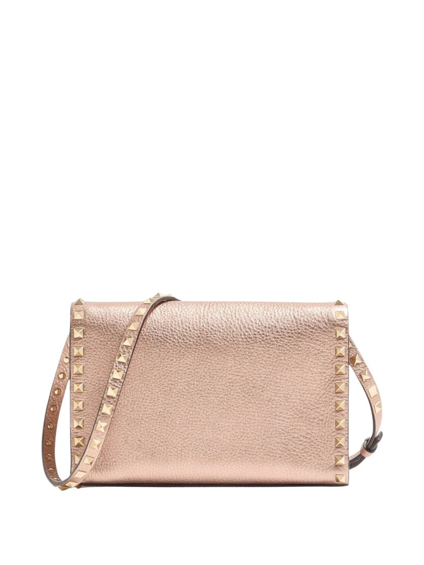Valentino Pyramid Stud Metallic Textured Shoulder Bag