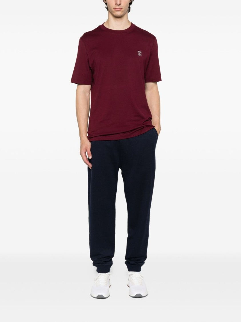 Brunello Cucinelli Navy Blue Trousers With Cuffed Hems