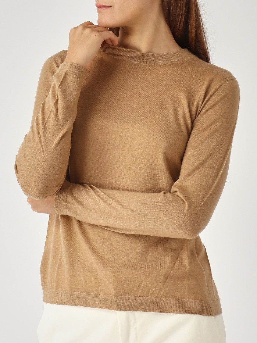 Max Mara Malesia Fine-Knit Sweater In Camel Brown