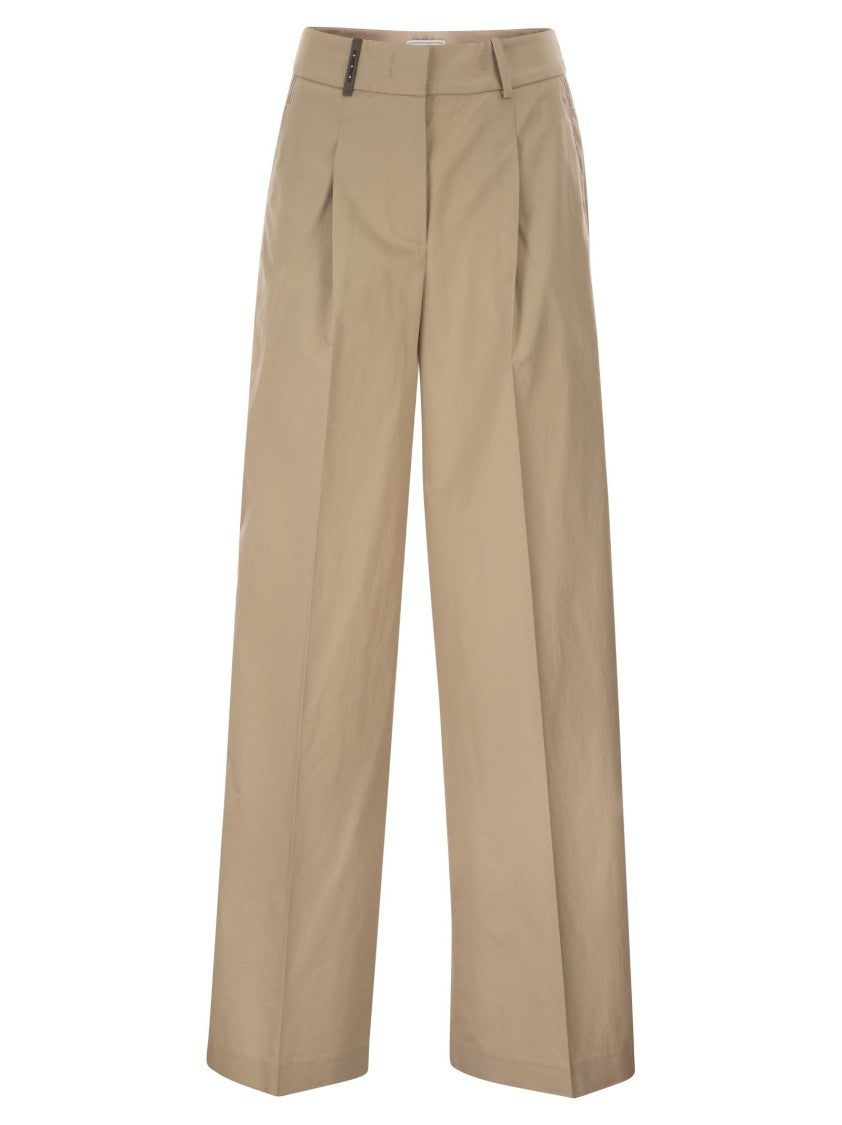 Peserico Tailored Trousers In Stretch Cotton With Pleats