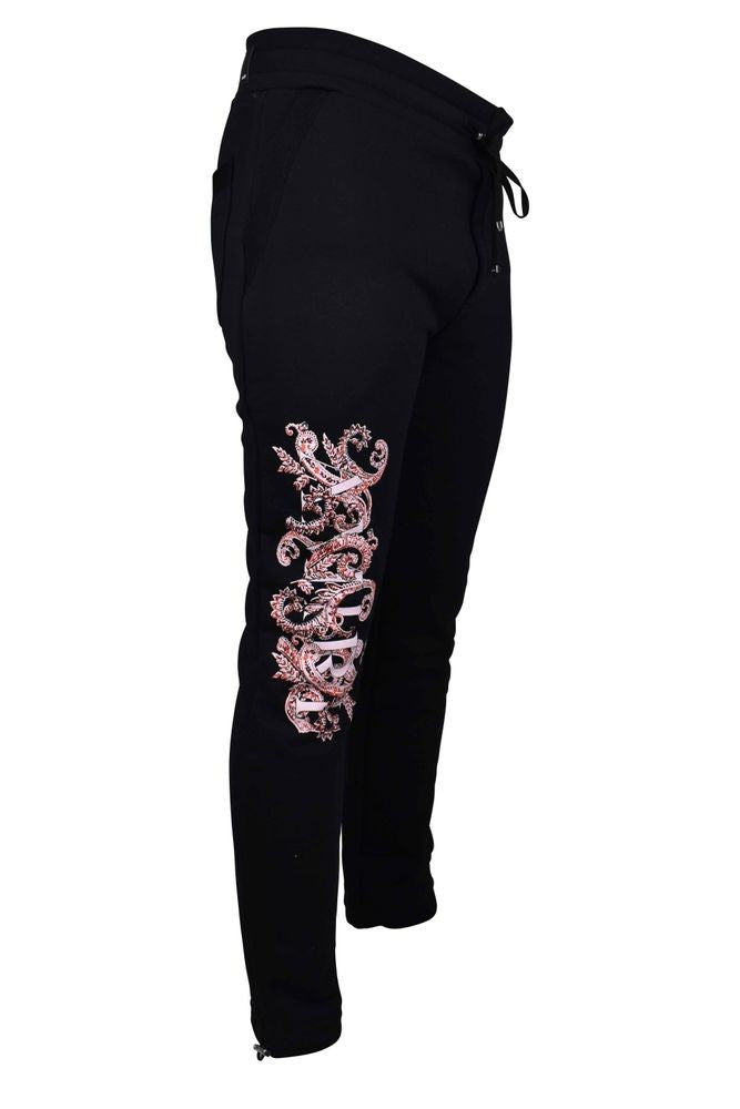 Amiri Black Cotton Sweatpants With Red Graphic Branding