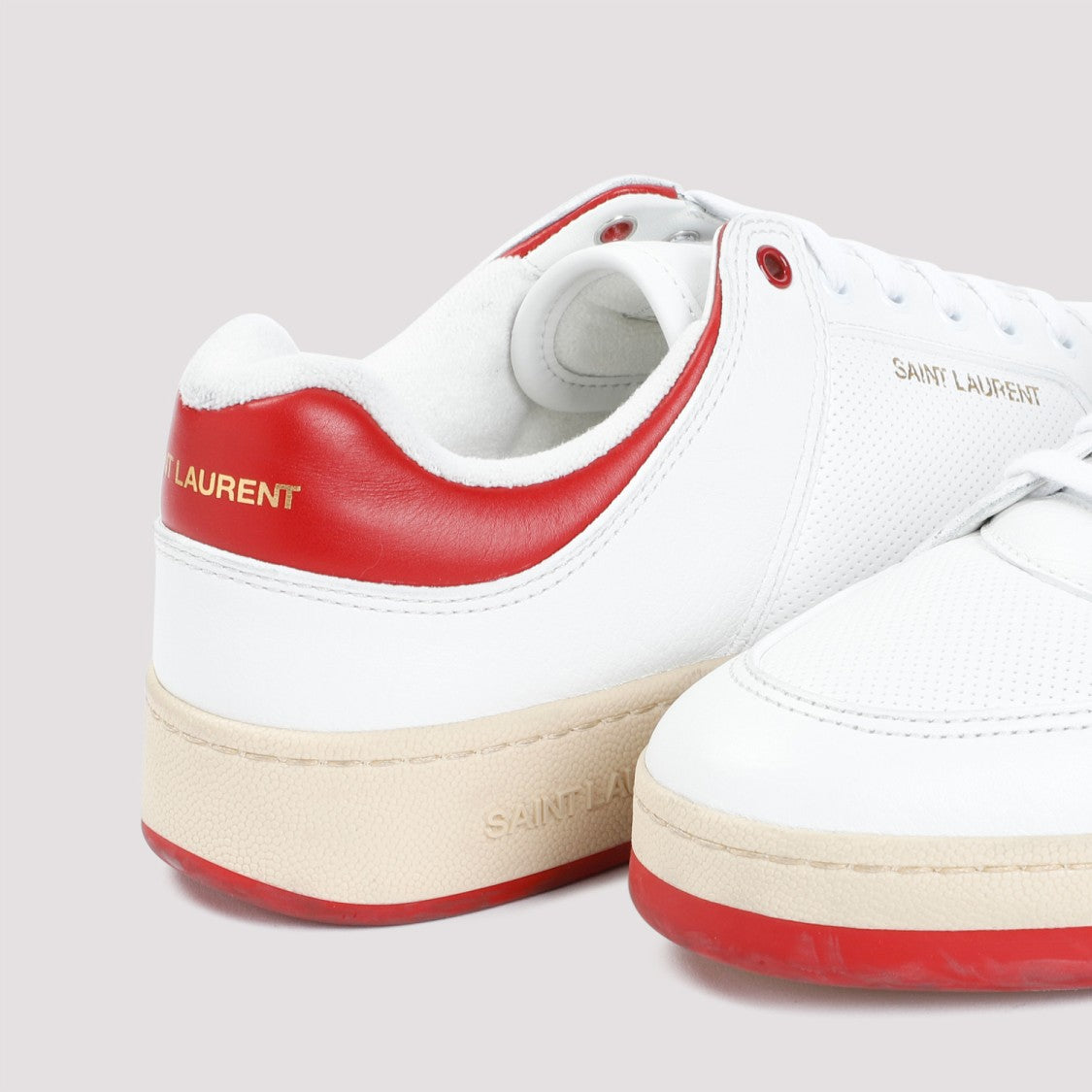 Saint Laurent Sl61 White Red Calf Leather Sneakers