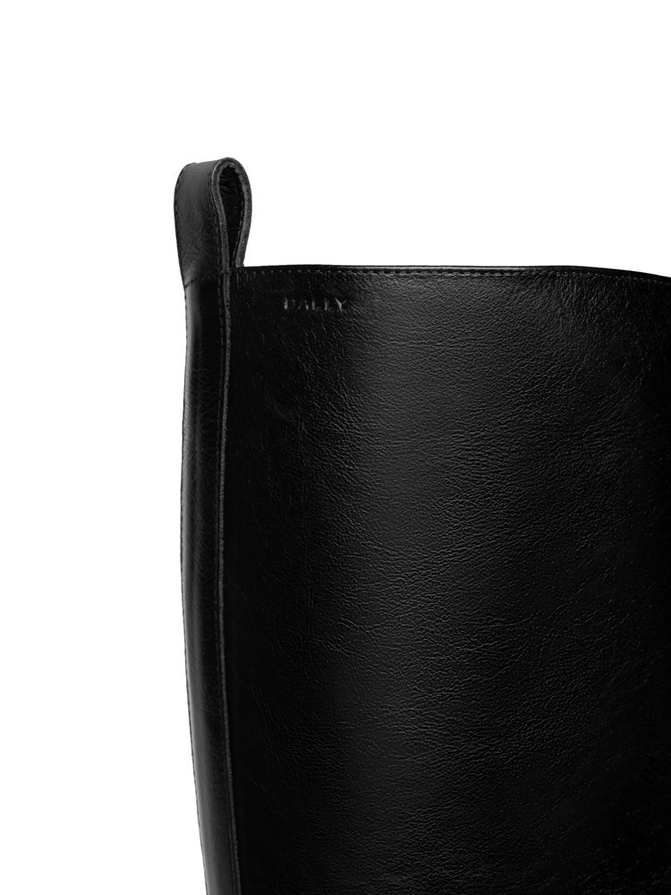 Bally Black Mid-Height Block Heel Leather Long Boots