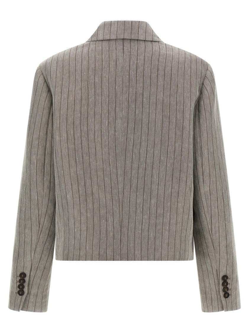 Brunello Cucinelli Pinstriped Chevron Blazer