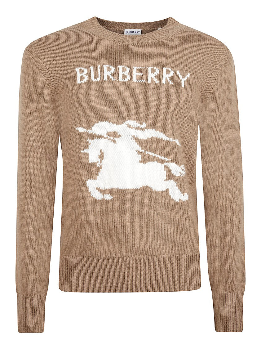 Burberry Ribbed Knit Sweater With Graphic Horse Motif