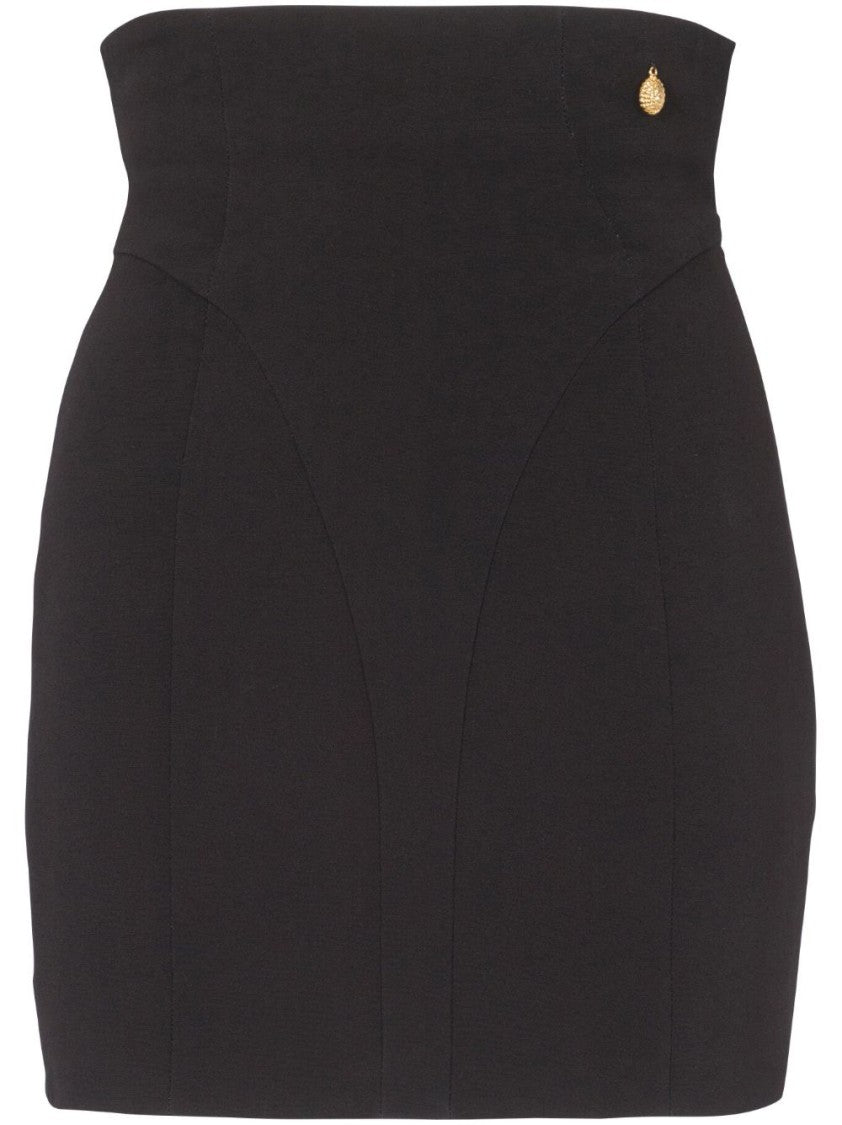 Balmain High-Waisted Black Crepe Mini Skirt