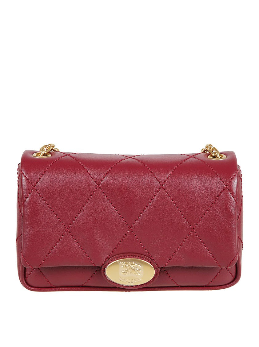 Burberry Quilted Red Calf Grain Leather Bag