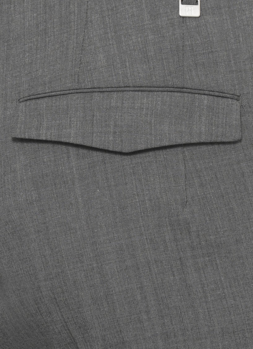Pt Torino Grey Flap Pockets Wool Formal Pants