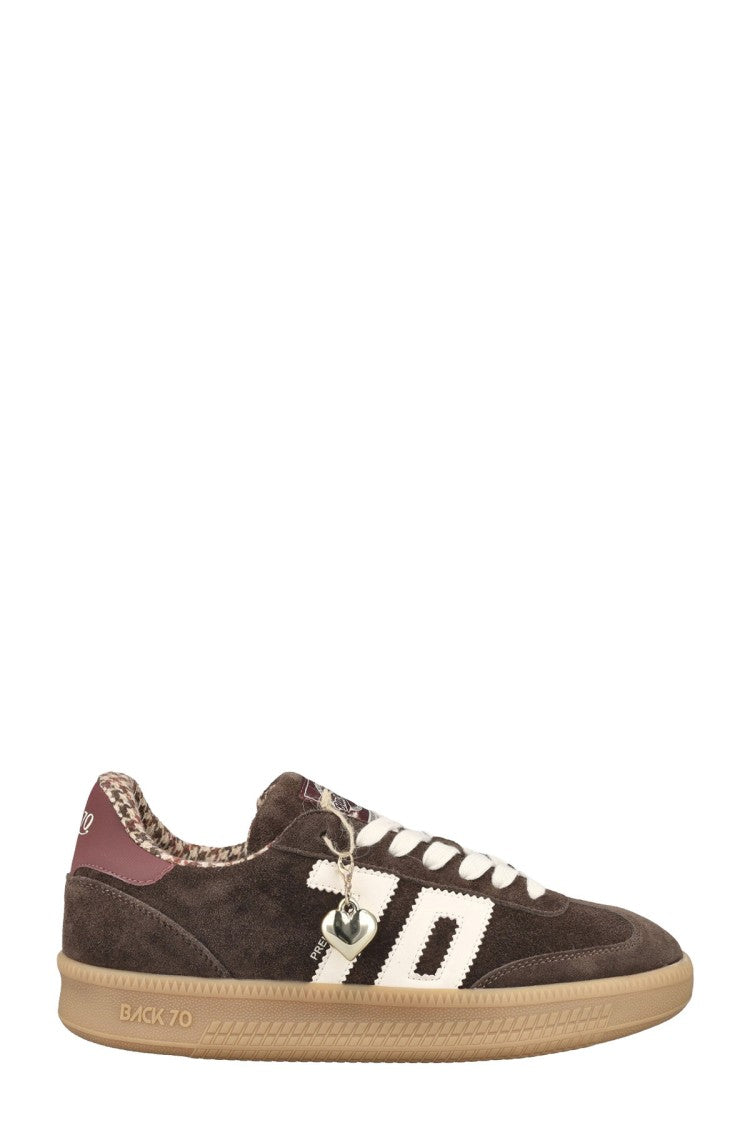Back70 Brown Chamois Leather Logo-Panel Sneaker