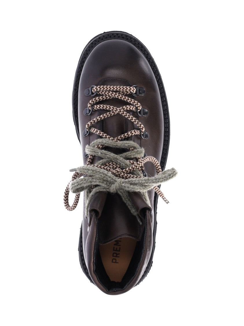 Premiata Brown Leather Double Lace-Up Boots