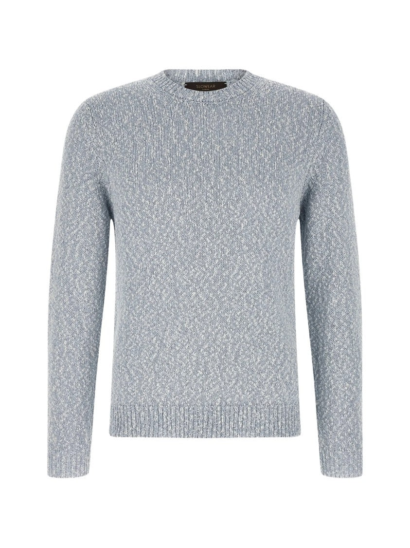 Zanone Two-Tone Textured Fabric Crew Neck Sweater
