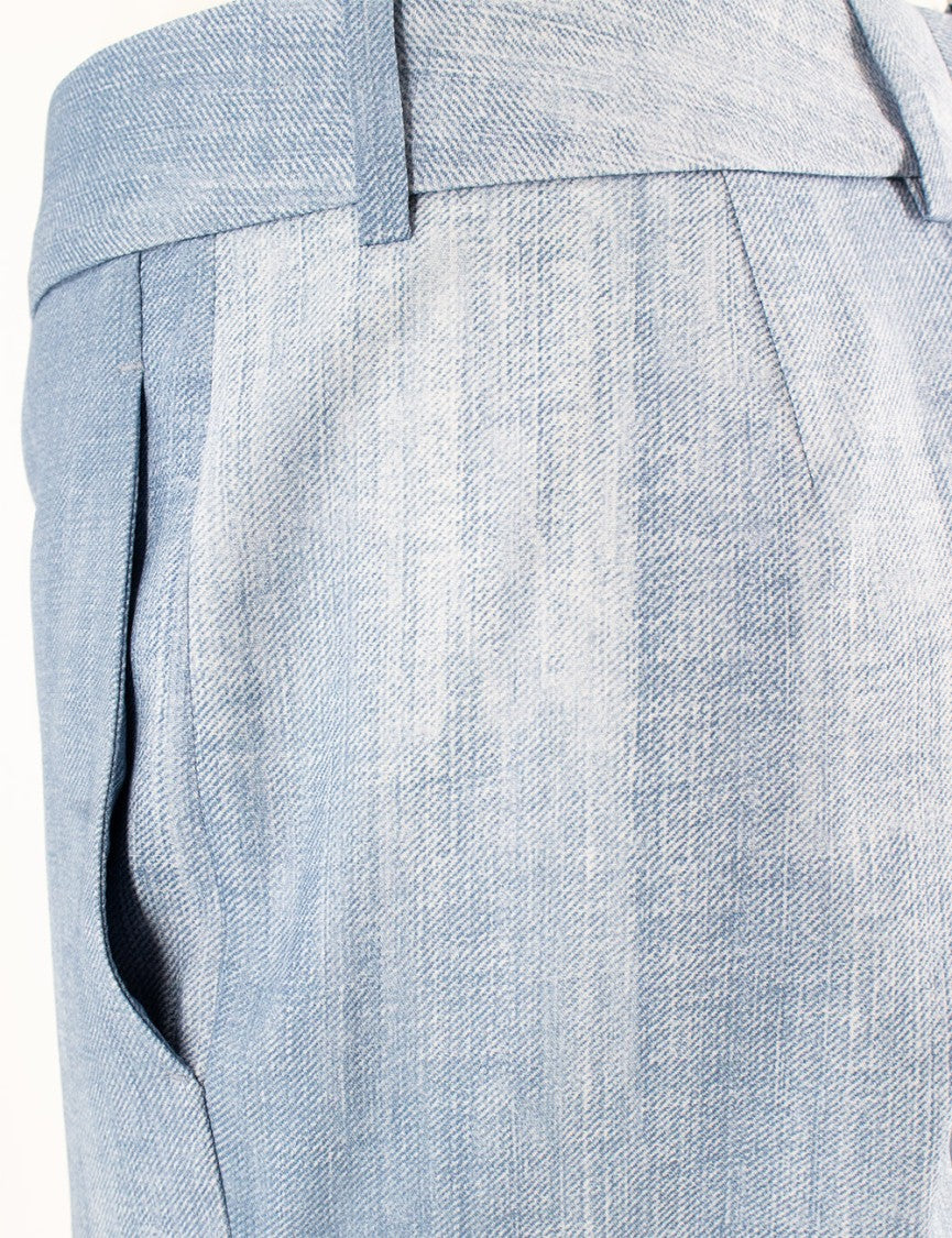 Ermanno Scervino Blue High-Waisted Pressed Crease Trousers