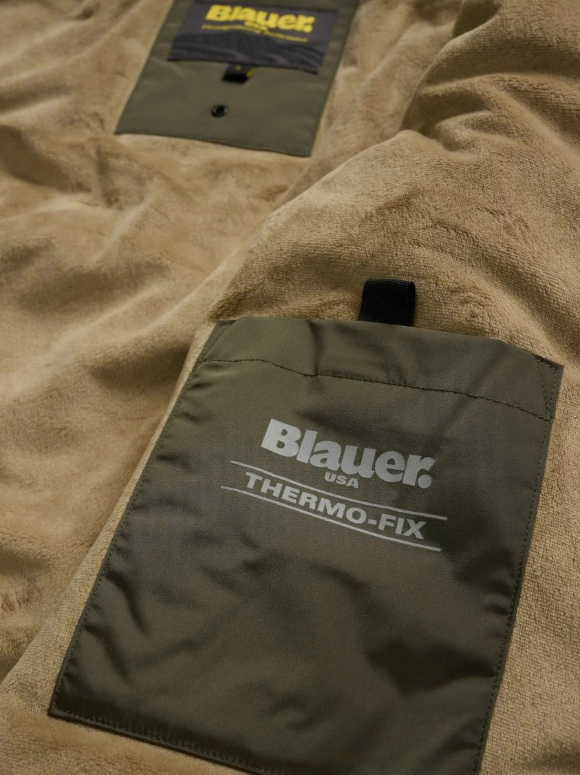 Blauer Deep Olive Green Faux Fur Windbreaker