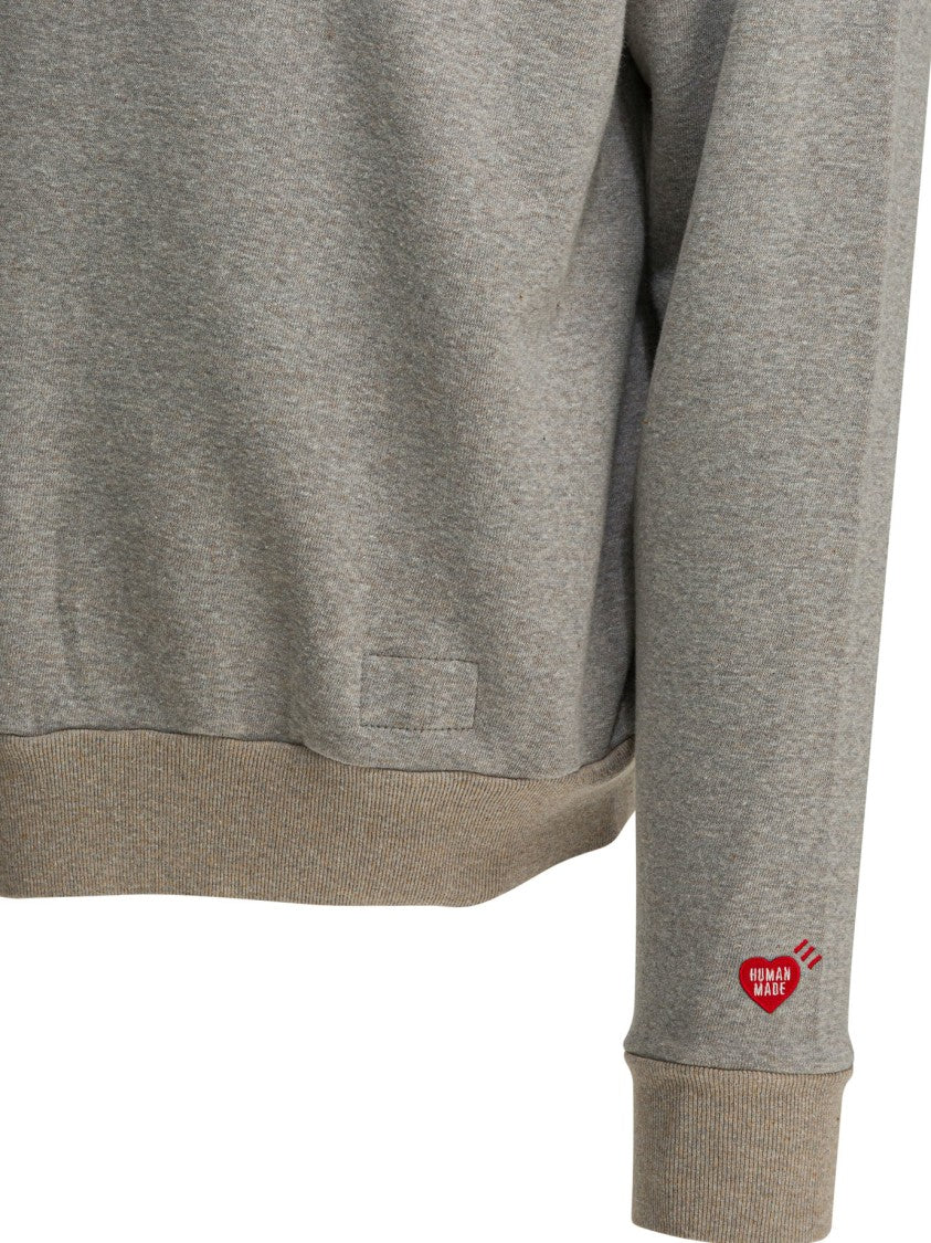 Human Made Half-Zip Heathered Sweatshirt With Contrasting Ribbed Trim