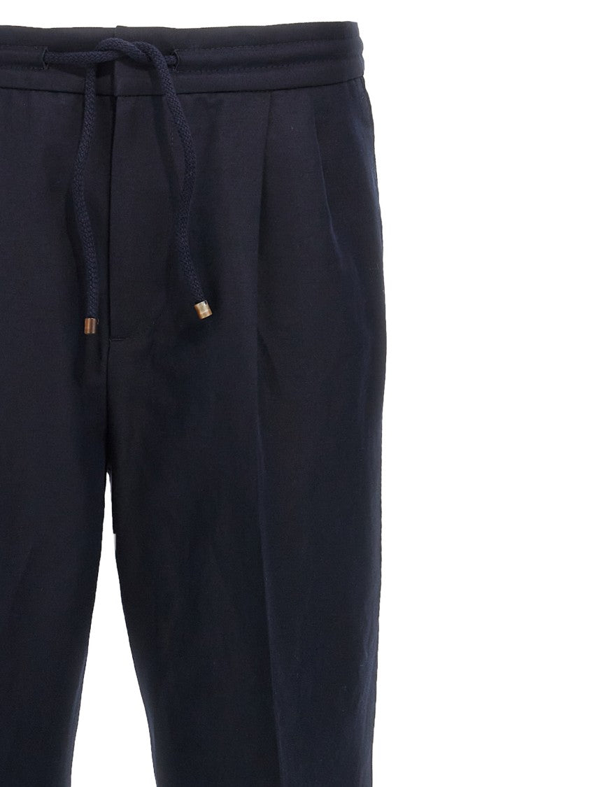 Brunello Cucinelli Linen-Cotton Blend Trousers With Adjustable Drawstring