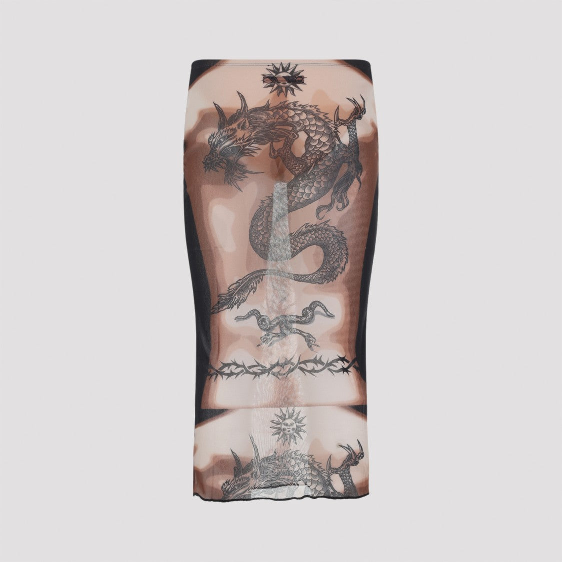 Jean Paul Gaultier Tattoo-Inspired Midi Skirt With Unique Print