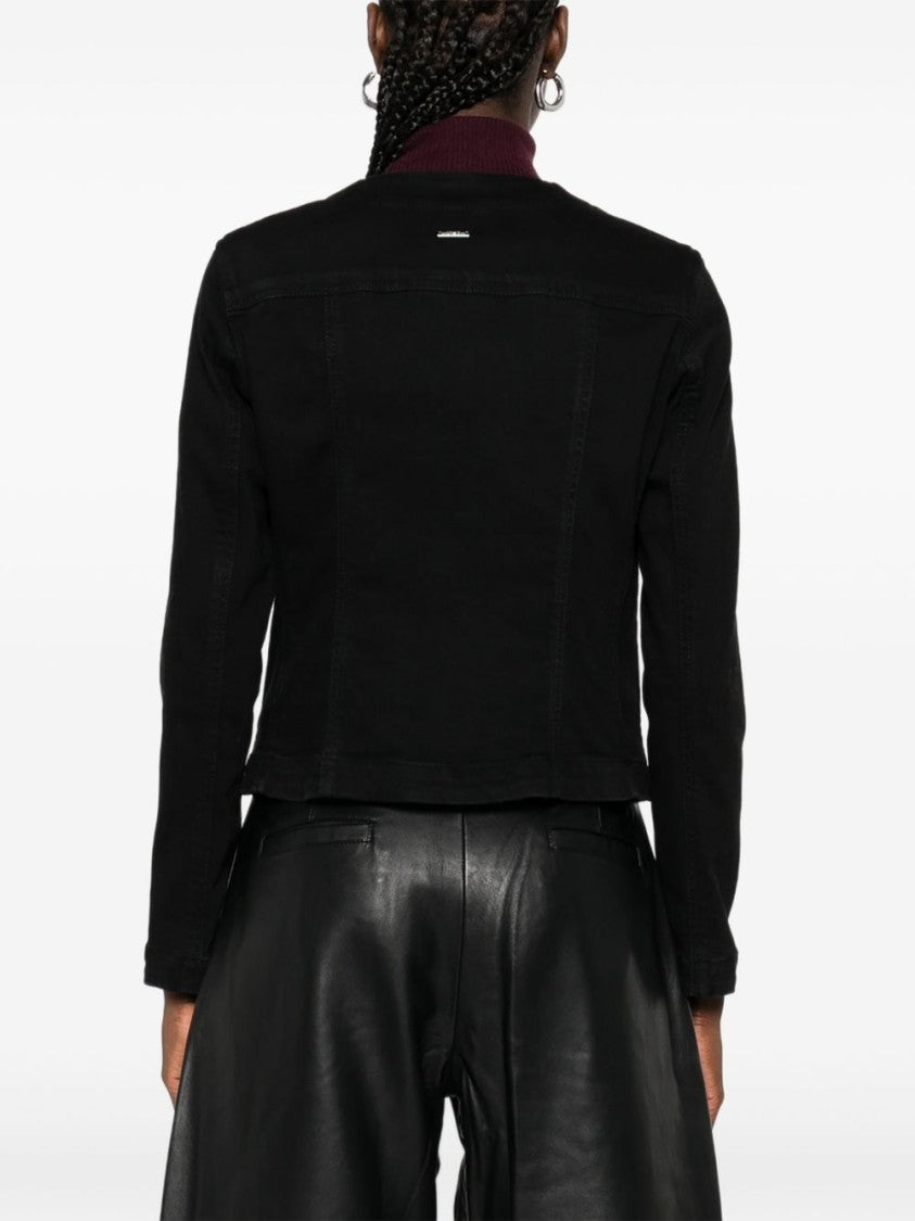 Liu Jo Cropped Black Jacket With Metallic Button Details