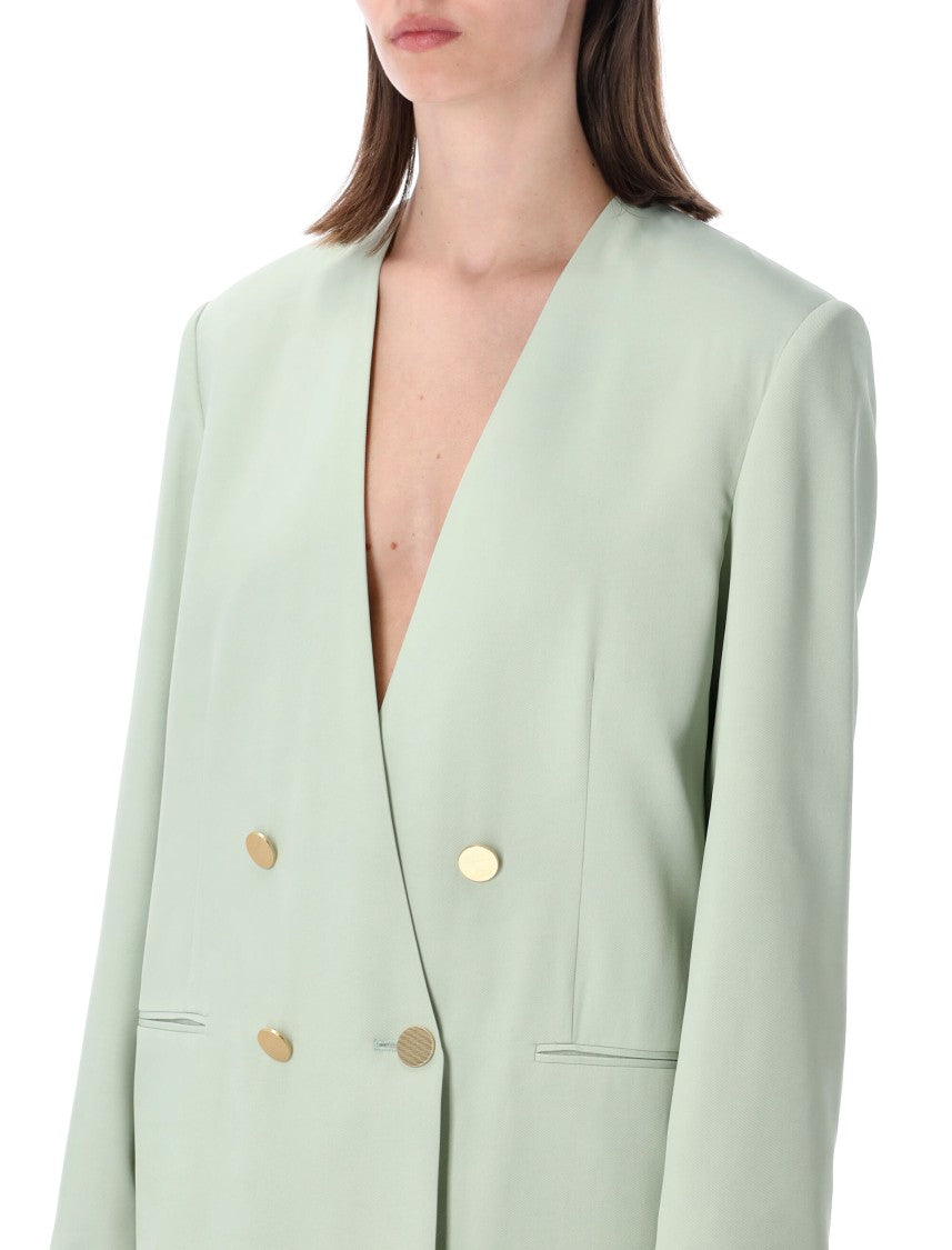 Alberta Ferretti Doppiopetto Gold Button Structured Blazer