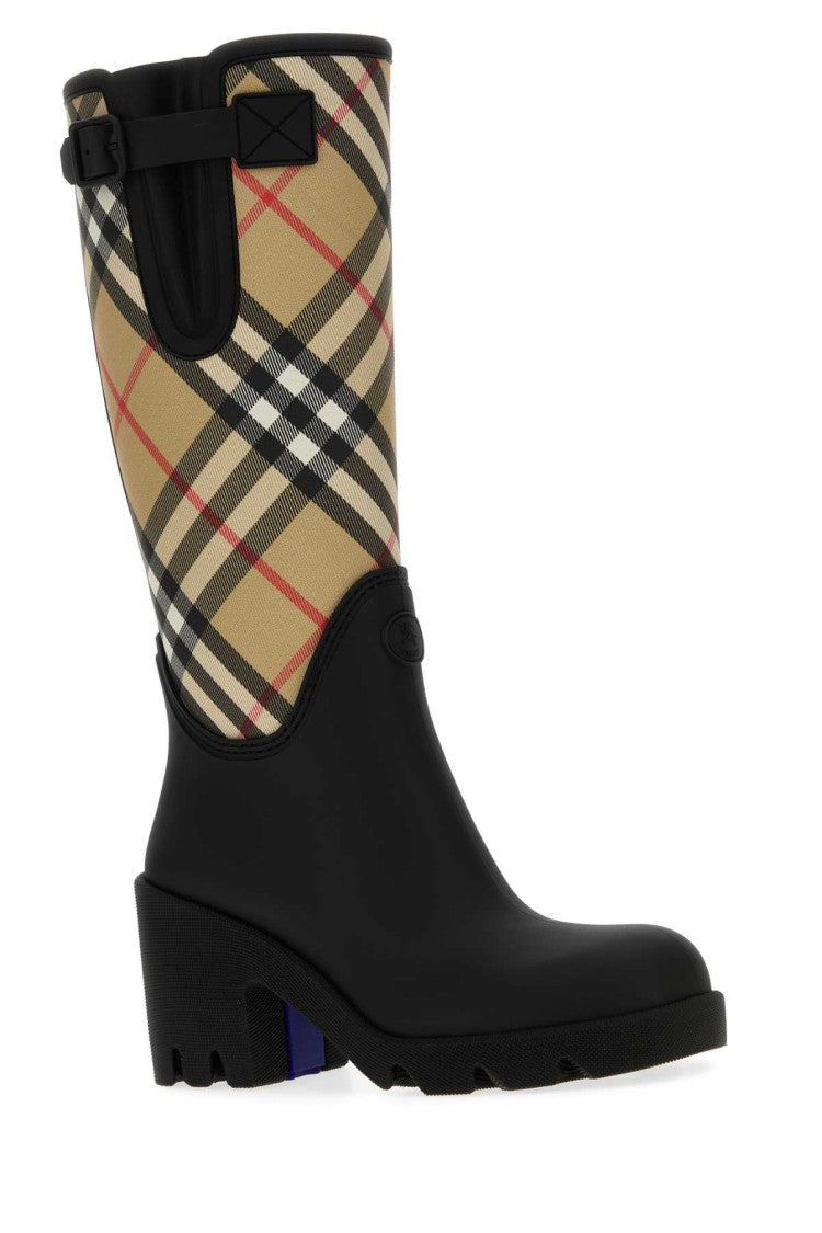 Burberry Embroidered Canvas And Rubber Boots