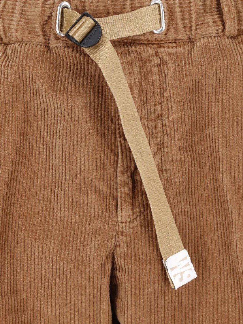 White Sand Brown Pleated Corduroy Straight-Leg Pants