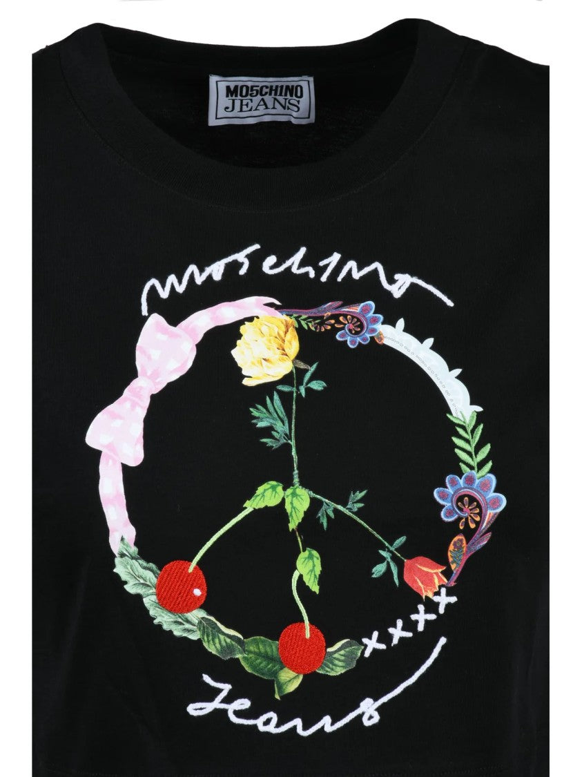 Mo5ch1no Jeans Black Cotton T-Shirt