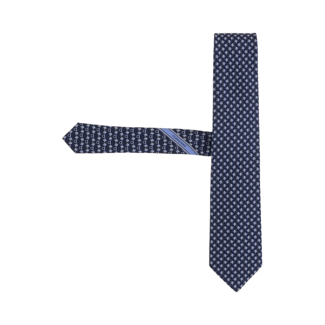 Salvatore Ferragamo Navy Patterned Silk Tie