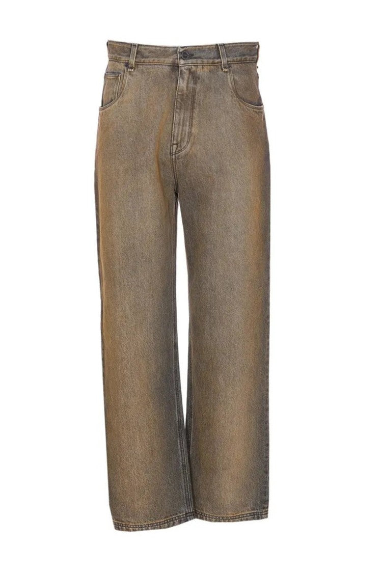 Fendi Brown Cotton Straight-Fit Lettering Jeans