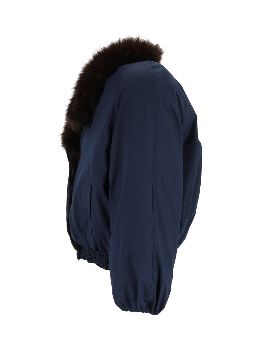 Shirt A Porter Cropped Navy Ecofur Jacket