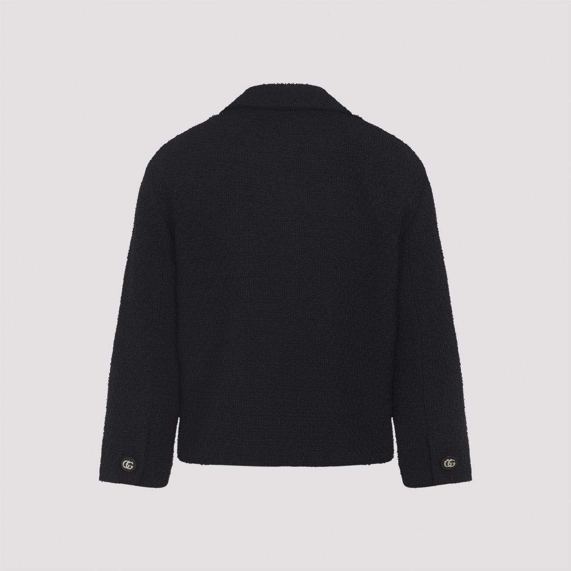 Gucci Double-Breasted Black Jacket In Textured Wool-Polyamide Blend