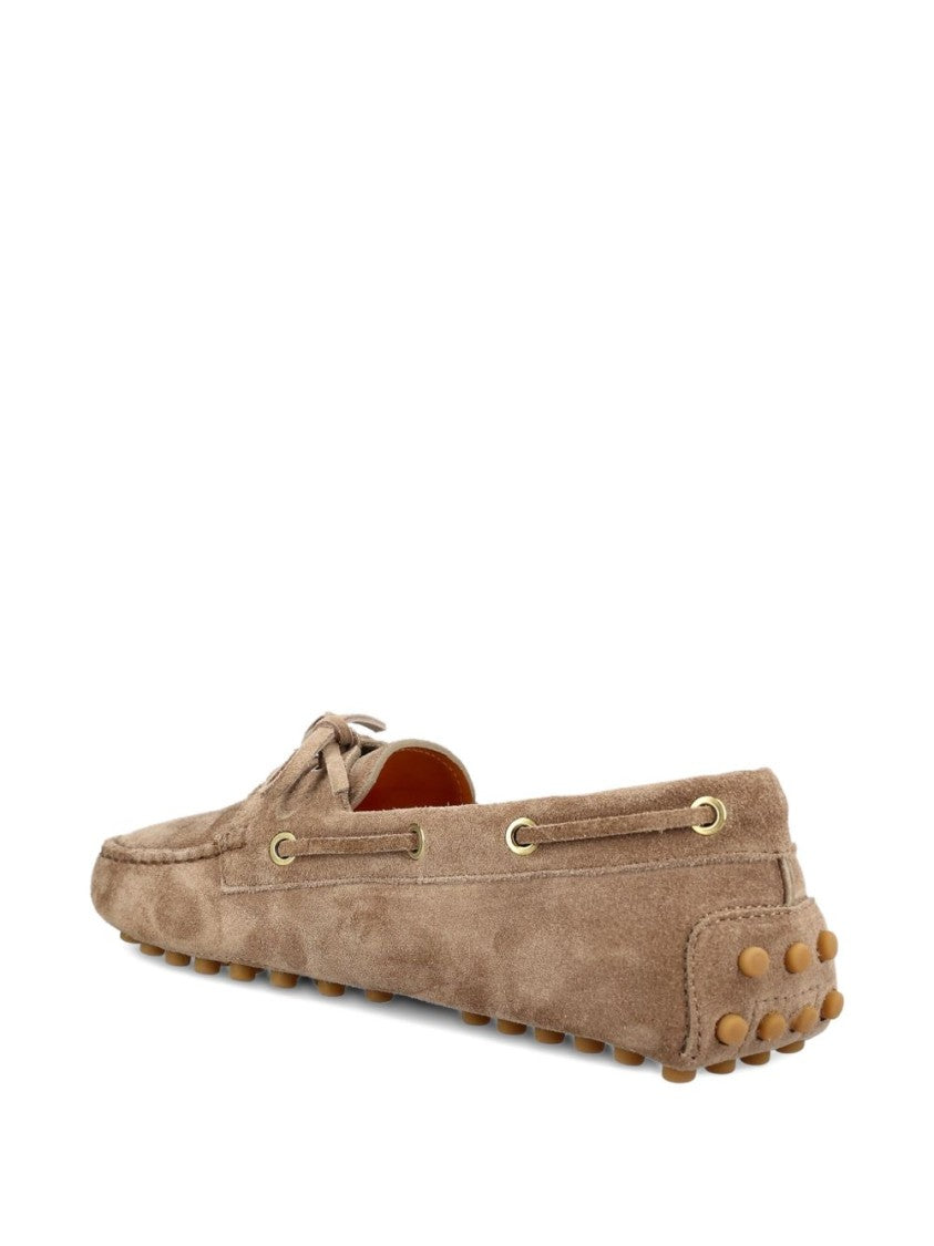 Tod's Suede Moccasin-Style Flats With Lace Detail