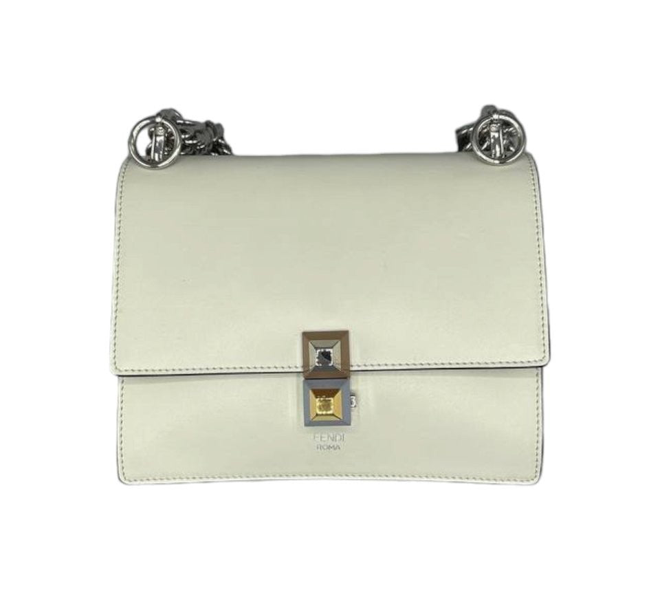 Fendi Kan White Leather Shoulder Bag