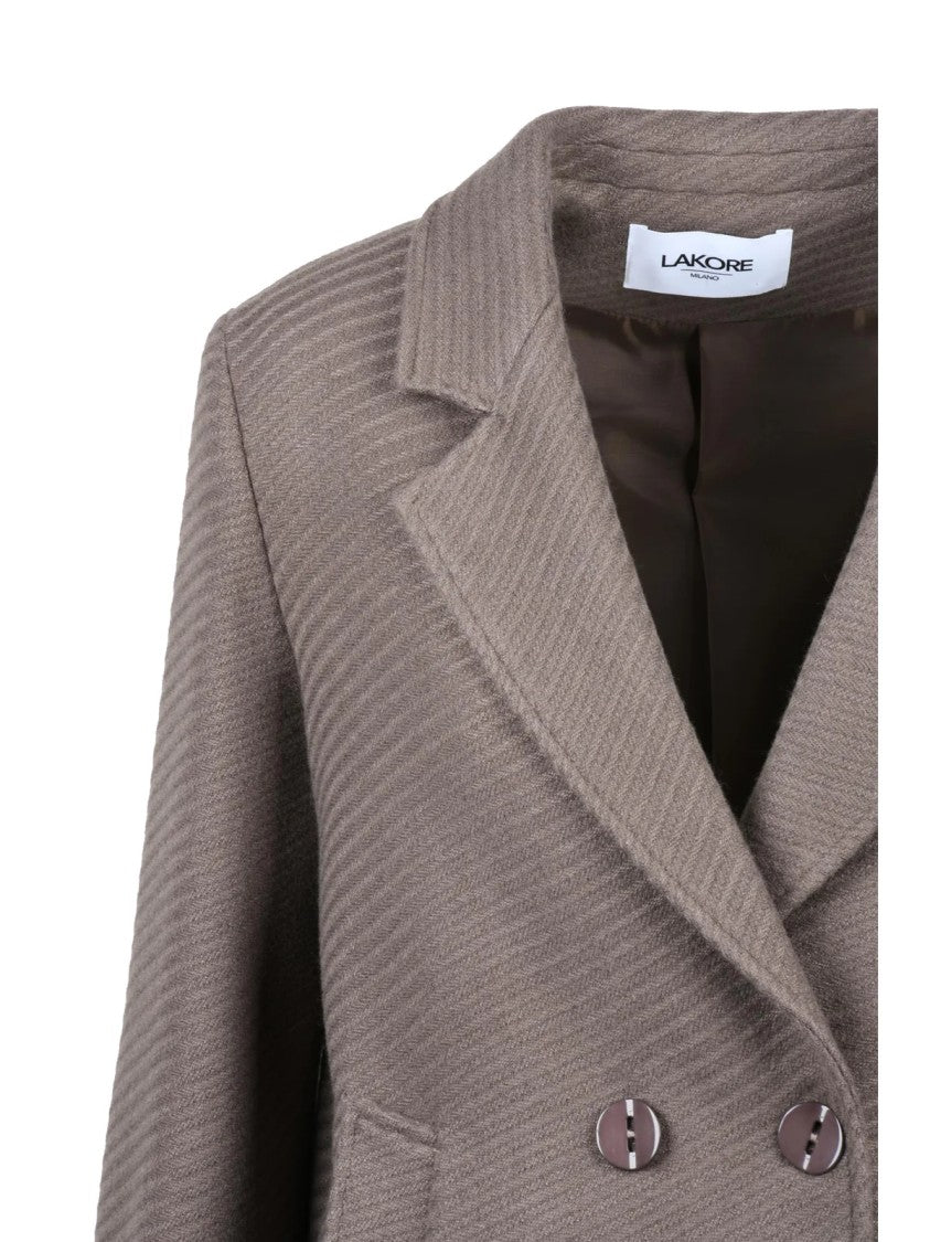 Lakore Turquoise Double-Breasted Wool-Blend Coat