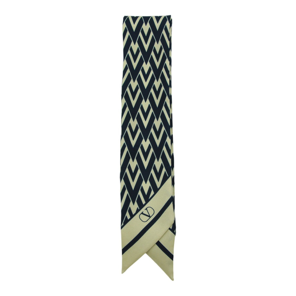 Valentino Garavani Narrow Geometric Scarf With Contrasting Zigzag Pattern