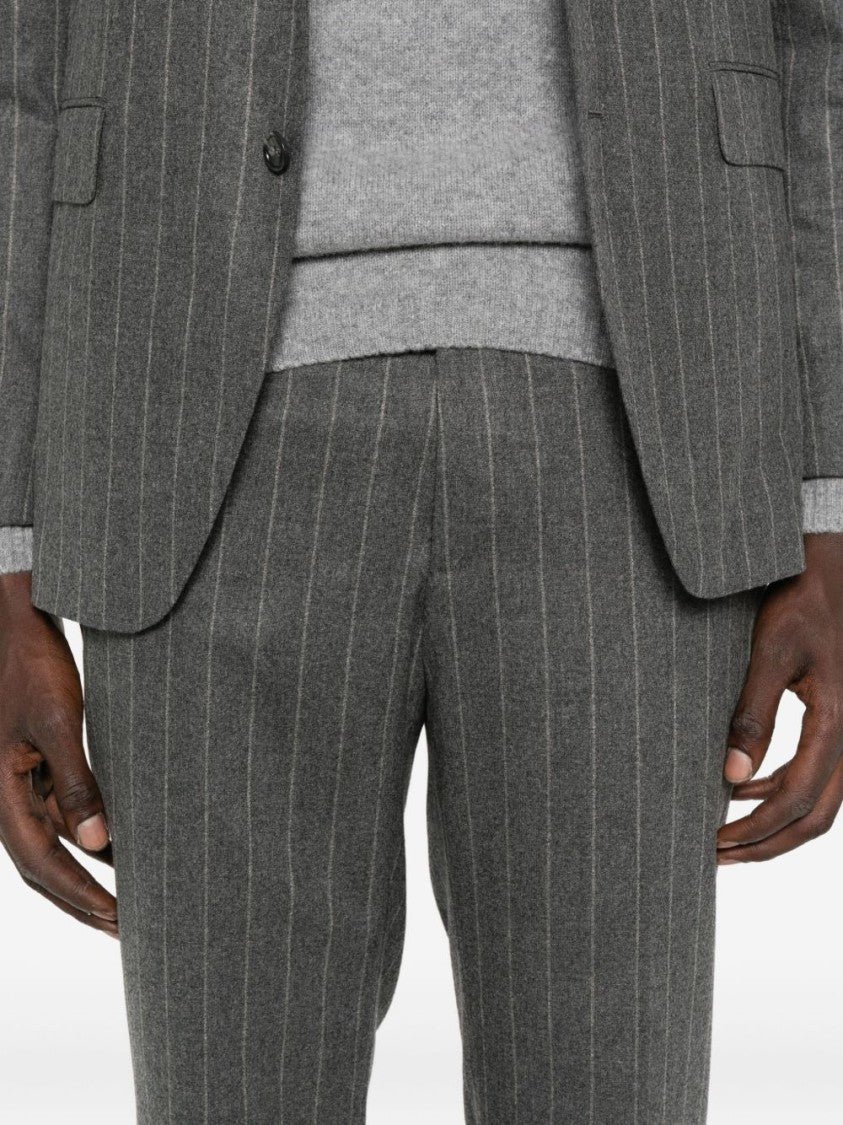 Tagliatore Tailored Grey Suit With Subtle Pinstripe Pattern