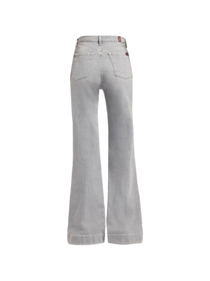 7 For All Mankind Grey Faded Flared Denim Five-Pocket Jeans