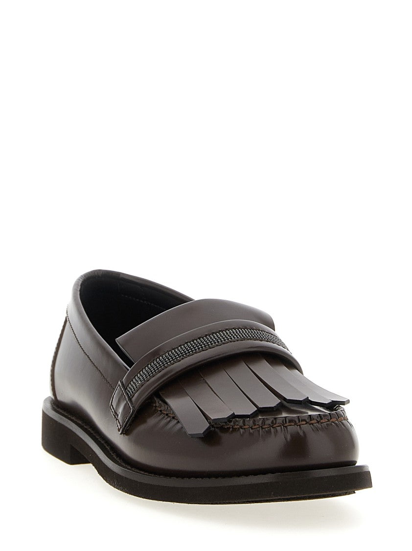 Brunello Cucinelli Leather Loafers With Monile Detail