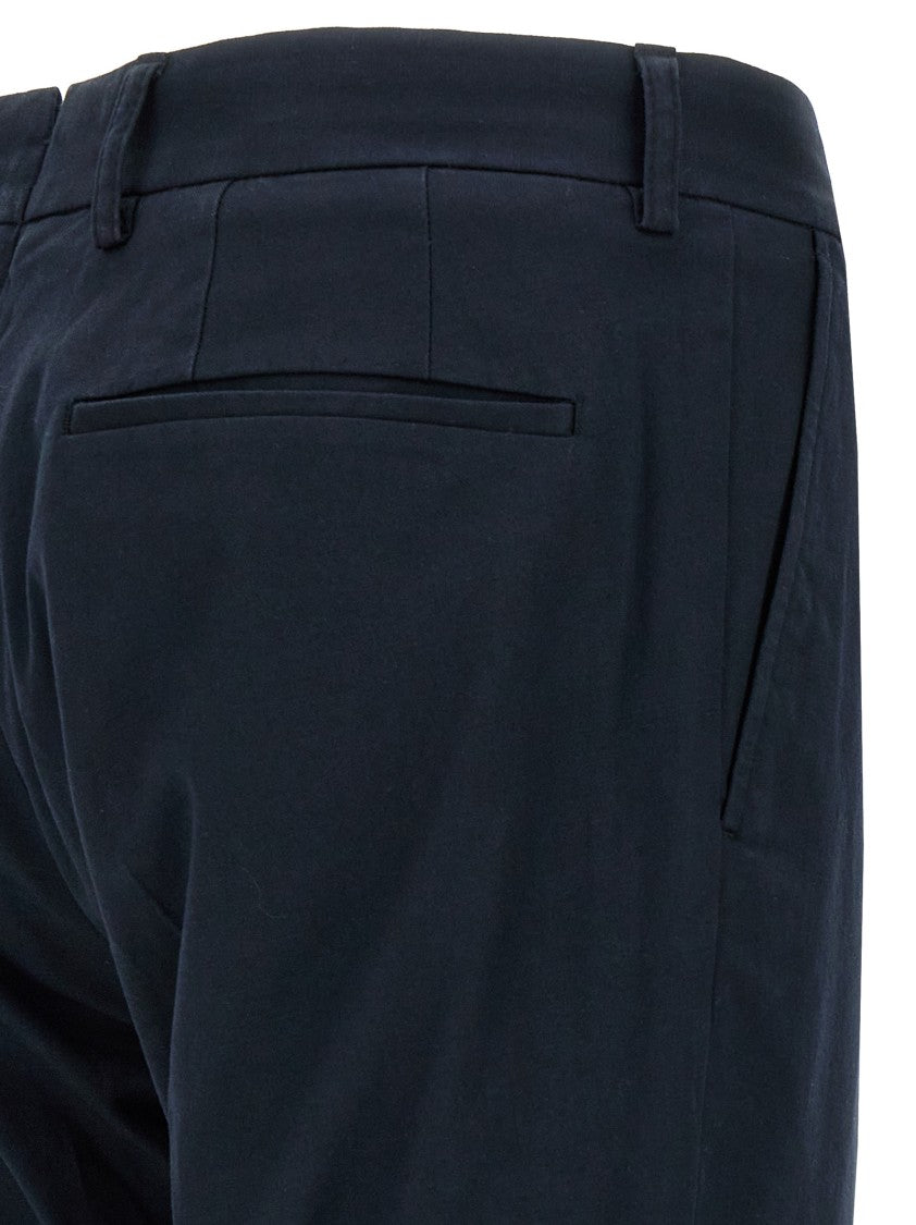 Incotex Slim Fit Black Cotton Twill Trousers