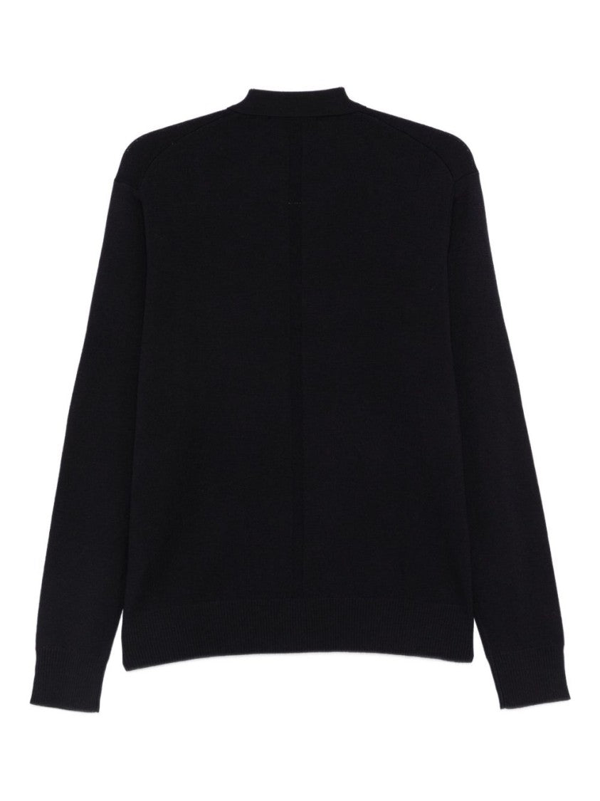 Low Brand Black Wool Knit Cardigan With Button-Up Front