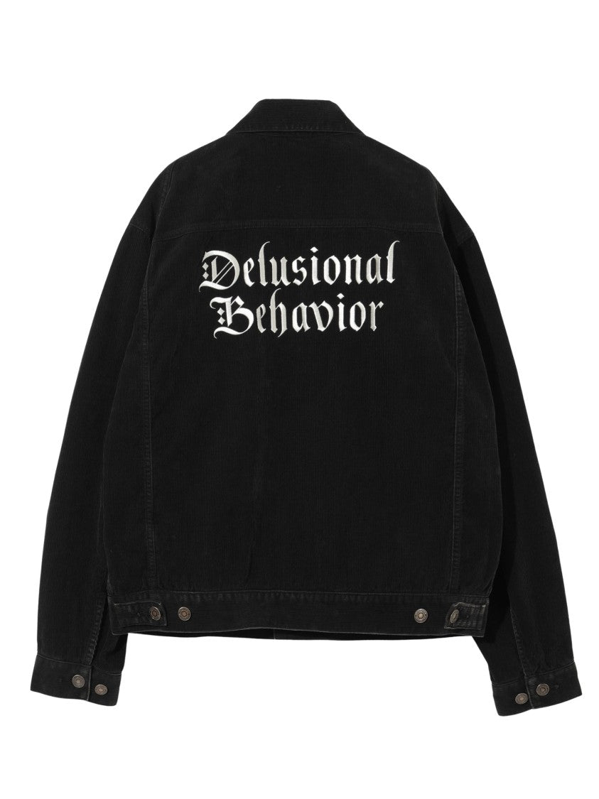 Undercover Front Button Fastening Black Denim Jacket With Bold Embroidery