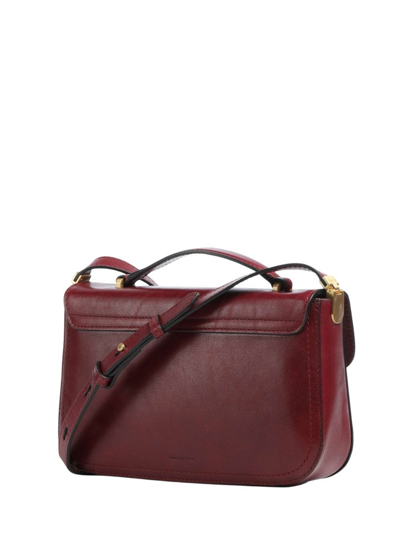 The Bridge Burgundy Fine Grain Leather Handbag With Adjustable Shoulder Strap
