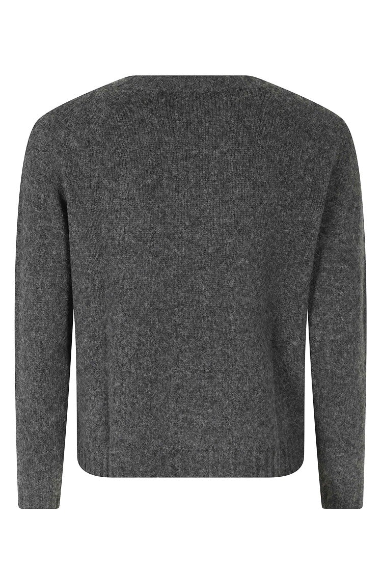 Roberto Collina Anthracite Crew-Neck 3/4-Sleeve Wool-Blend Sweater
