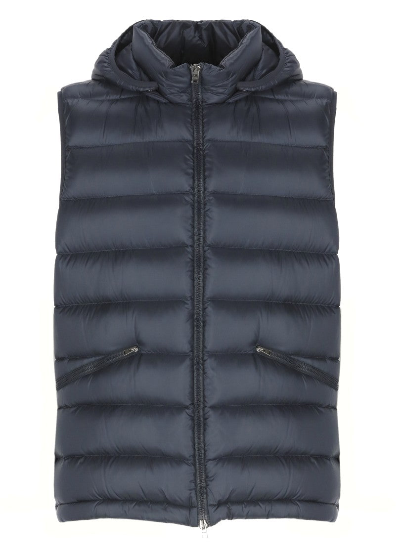 Herno Quilted Vest With Removable Hood And Front Zip Pockets