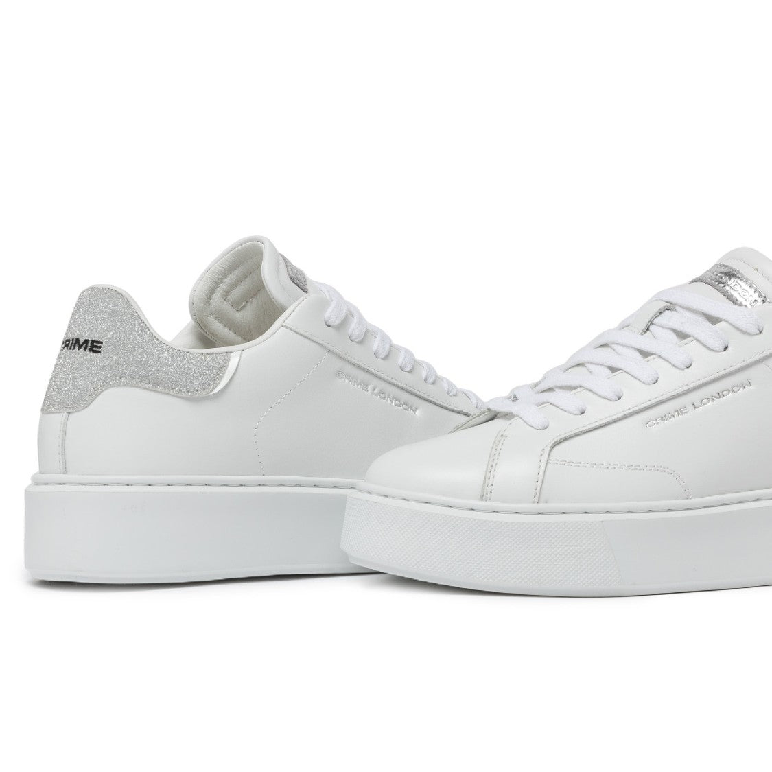 Crime London White Leather Sneakers