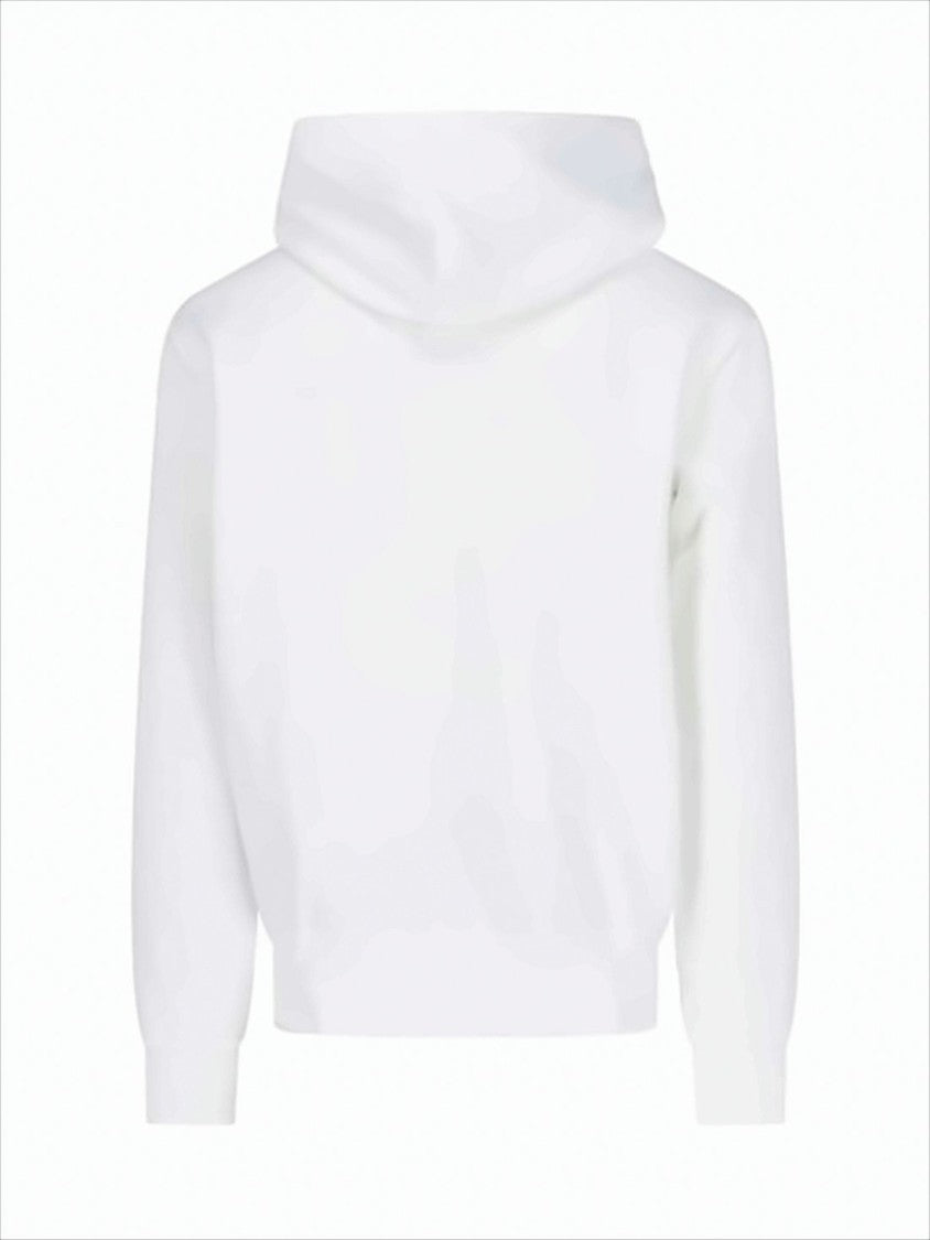 Polo Ralph Lauren White Hoodie With Bold Polo Text And Kangaroo Pocket